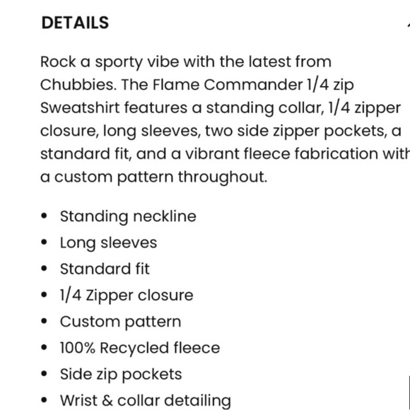 Chubbies Recycled Flame Commander 1/4 Zip Sweatshirt Size Large - Picture 14 of 14